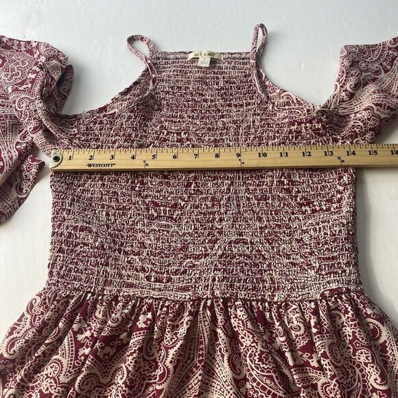 Mi Ami Women’s Smocked Open Shoulder Dress Deep Pink Small Pre Owned - Picture 7 of 16